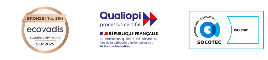 Certifications 7Speaking - Ecovadis - Qualiopi - ISO9001